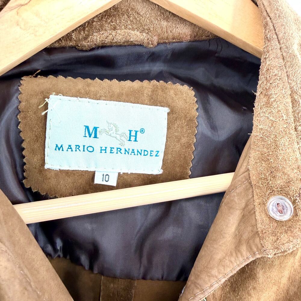 Vintage 90s Mario Hernandez Brown Genuine Suede Shirt Jacket - Picture 6 of 7